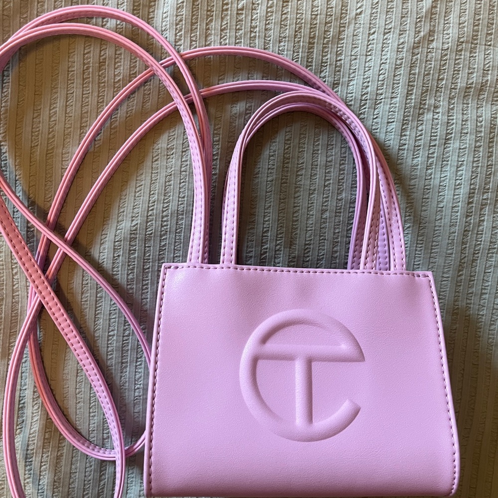 Telfar Pink Mini Shopping Bag with dust bag